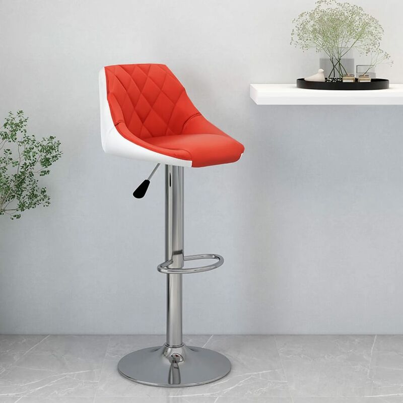 

Taburete de cocina cuero sintético rojo y blanco