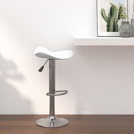 Taburete de cocina de acero cromado y cuero artificial blanco vidaXL