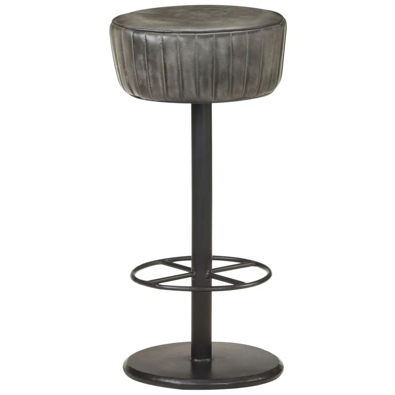 

Taburete de cocina de cuero auténtico gris envejecido