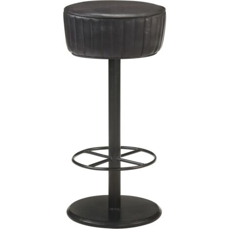 Taburete de cocina de cuero auténtico negro vidaXL