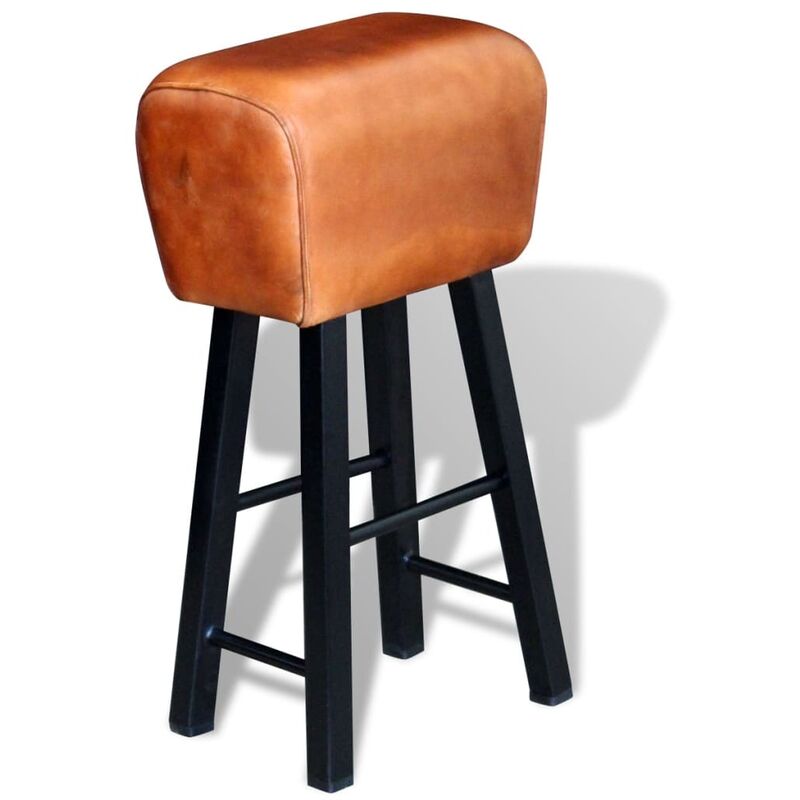 

Taburete de cocina de cuero auténtico negro y marrón