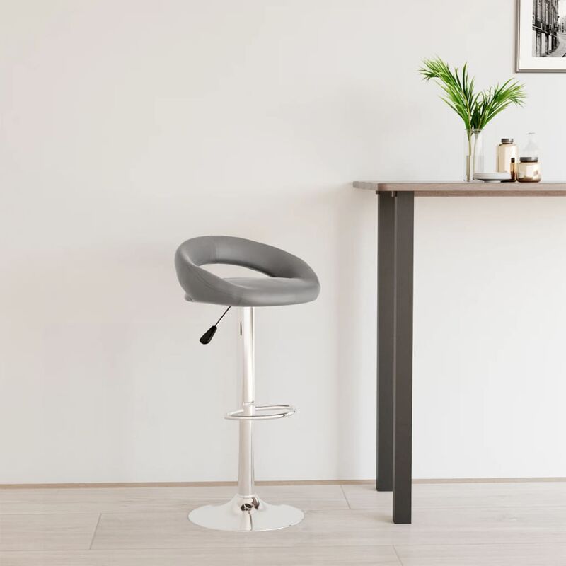 

Taburete de cocina de cuero sintético gris