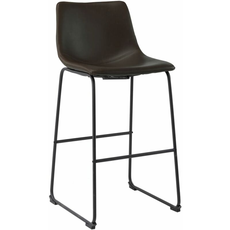 

Taburete de cocina de cuero sintético marrón oscuro