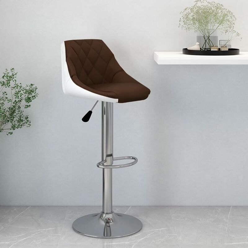 

Taburete de cocina de cuero sintético marrón y blanco