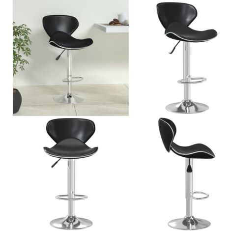 Taburete de cocina de cuero sintético negro - Taburete de cocina - Silla giratoria