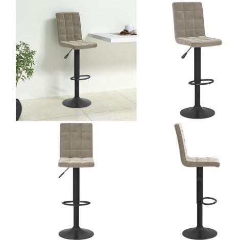 Taburete de cocina de terciopelo gris claro - Taburete de cocina - Asiento giratorio