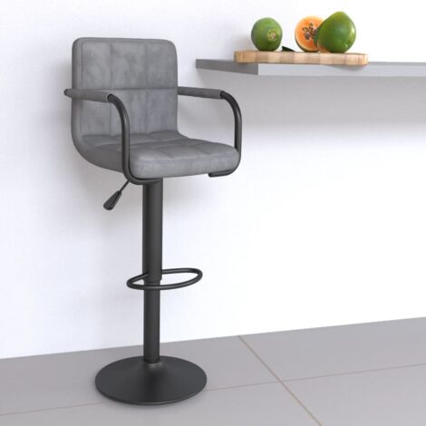 Taburete de cocina de terciopelo gris claro vidaXL