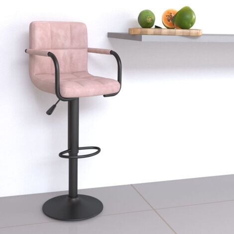 Taburete de cocina de terciopelo rosa vidaXL
