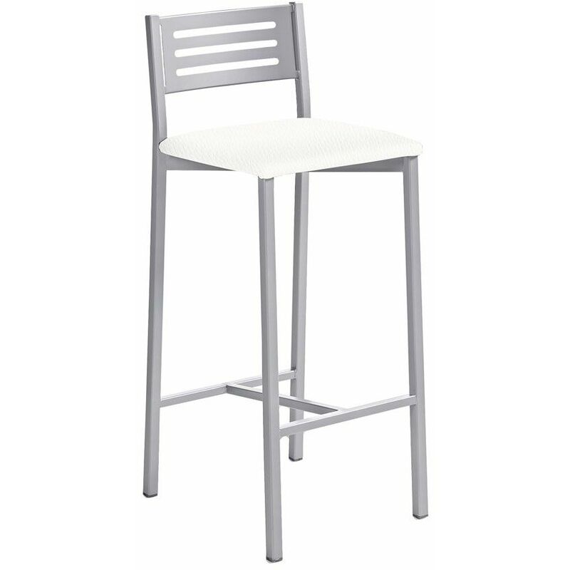 

Taburete de cocina medio con respaldo Kati | Tapizado: Polipiel Blanca - Polipiel Blanca