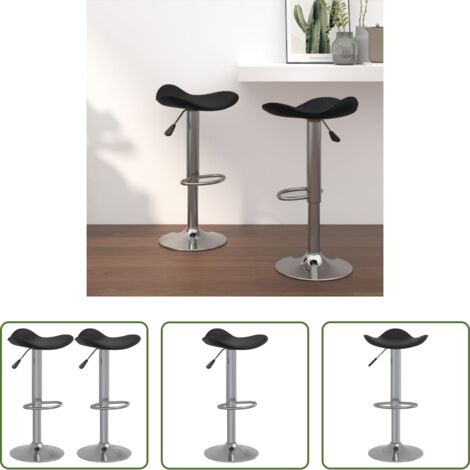 Taburete de cocina -  Taburete de cocina 2 uds acero cromado cuero artificial negro