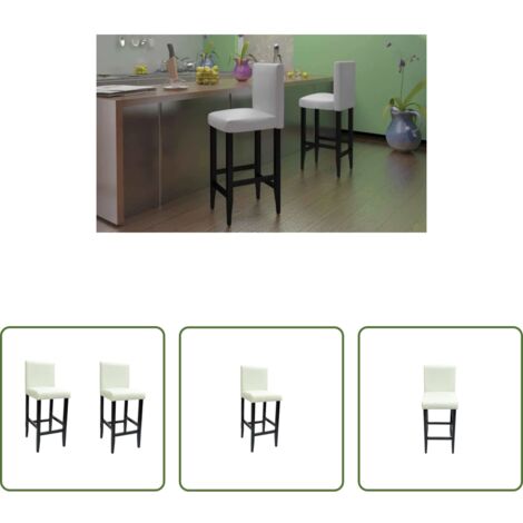 Taburete de cocina -  Taburetes de cocina 2 unidades cuero sintético blanco