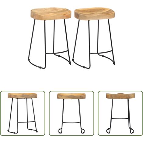 Taburete de cocina -  Taburetes de cocina gavin 2 unidades madera maciza de mango
