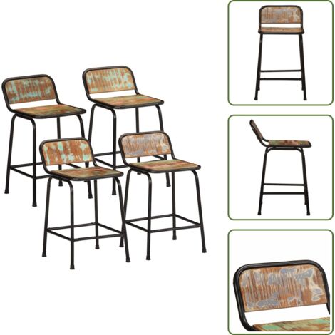Taburete de cocina - vidaXL Taburetes de barra 4 uds 46x35,5x70 madera maciza reciclada - Taburete de bar