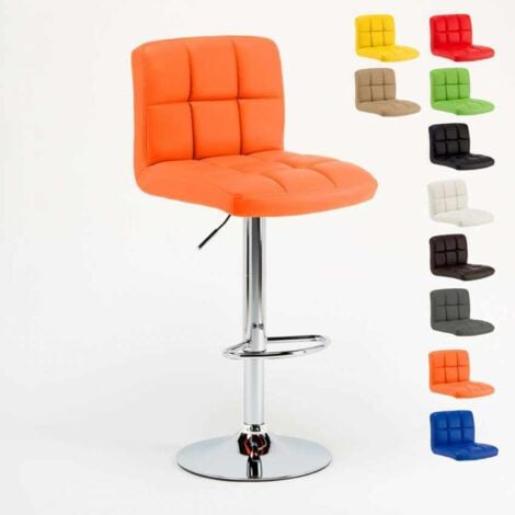 Taburete de cocina y bar alto giratorio ajustable con respaldo Atlanta - Naranja