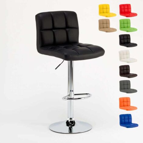 Taburete de cocina y bar alto giratorio ajustable con respaldo Atlanta - Negro