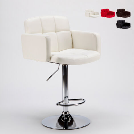SUPERSTOOL Taburete de cocina y bar con Reposabrazos de Cuero Polipiel Oakland Color: Blanco