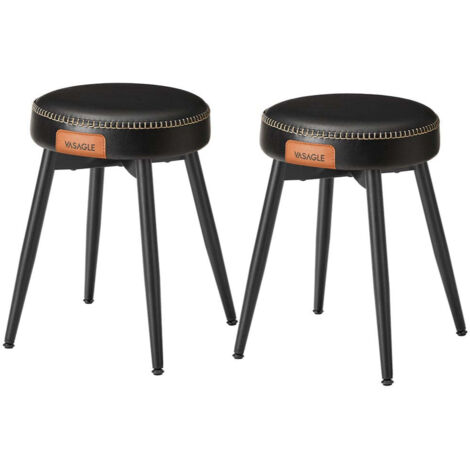 Taburete de comedor silla de cocina taburete de tocador piel sintética con costuras estilo moderno de mediados de siglo altura 48,2 cm salón/oficina negro 120005386