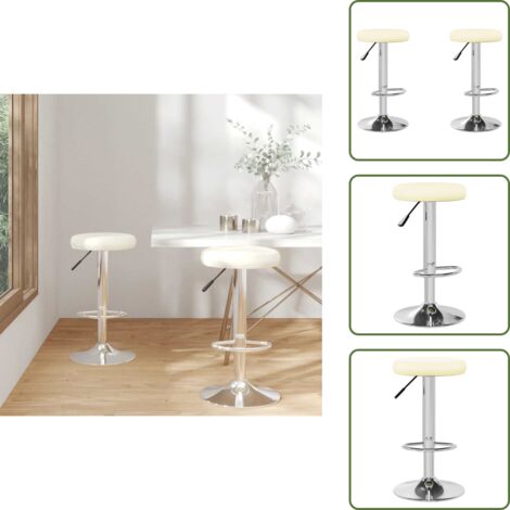 Taburete de comedor - vidaXL Taburetes de cocina 2 unidades cuero sintético color crema - Taburete de cocina crema