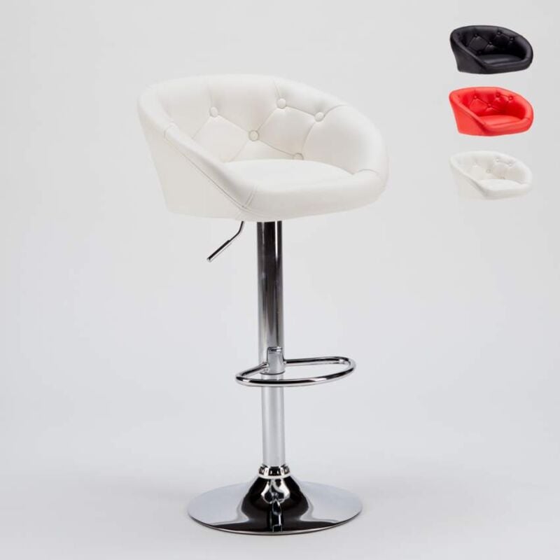 

Superstool - Taburete bar y cocina de cuero polipiel Chesterfield Diseño Tucson | Blanco