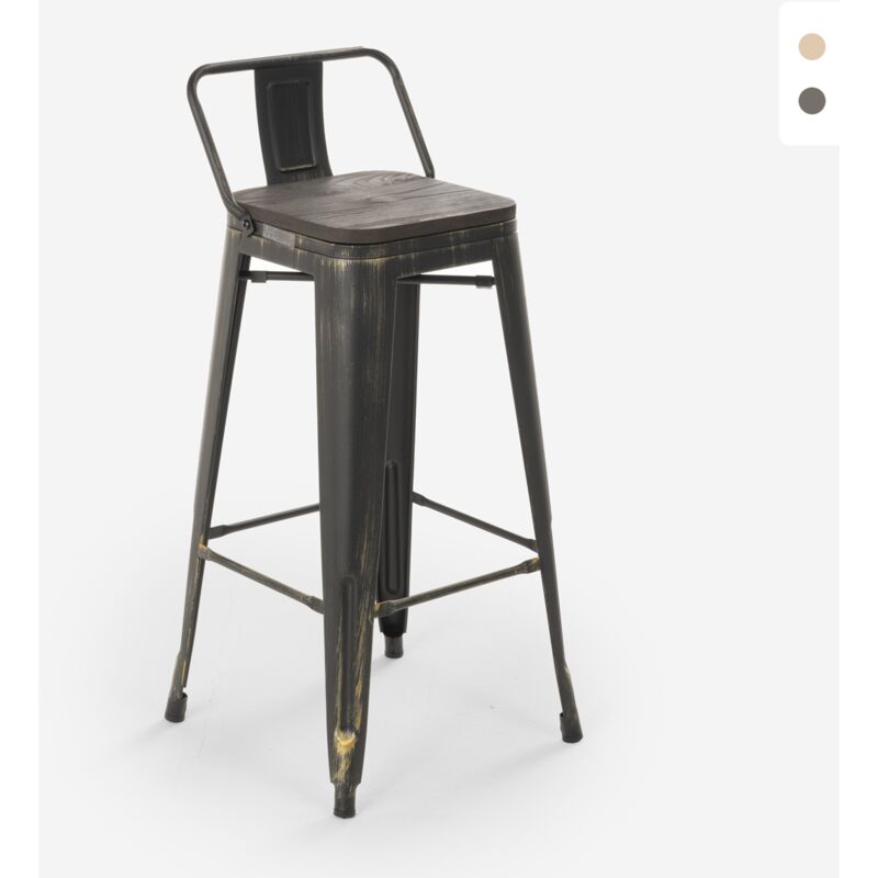 

Taburete de diseño industrial de metal y madera estilo tolix vintage Brush Top | Wenge