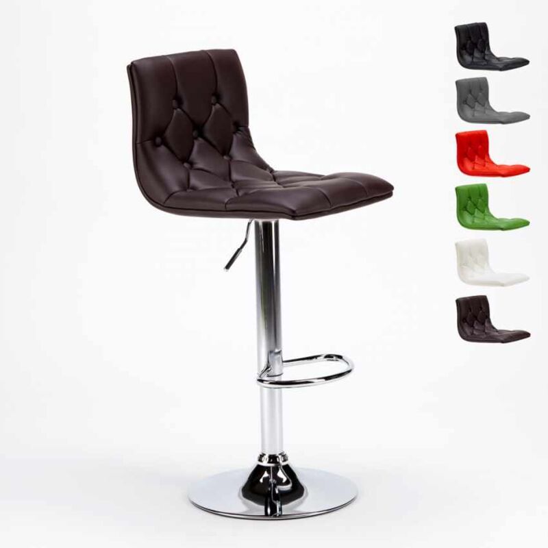 

Taburete cocina y bar acolchado Chesterfield de cuero polipiel diseño Honolulu | Marrón