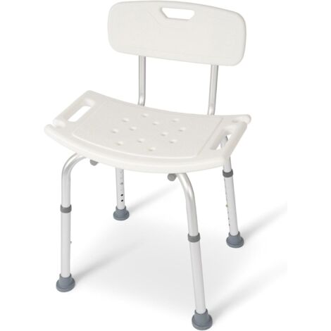 Taburete de ducha – Altura regulable de 39 a 52 cm – Asiento de ducha antideslizante – Ayuda para la ducha – Asiento de baño (con respaldo)