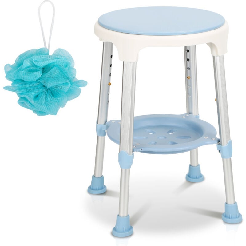 Tabouret de douche, stable antidérapant avec étagère chaise de douche pivotant à 360° - Swanew