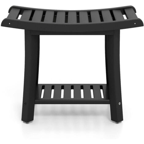 Taburete de ducha moderno ergonómico antideslizante y multifuncional 60,5 x 34 x 48 cm fabricado en HDPE negro (200017020)