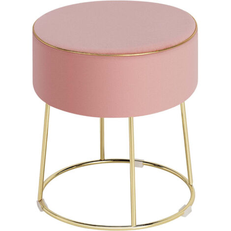 Taburete de inodoro redondo de terciopelo 34 x 34 x 41 cm multifuncional diseño moderno terciopelo rosa 200014183
