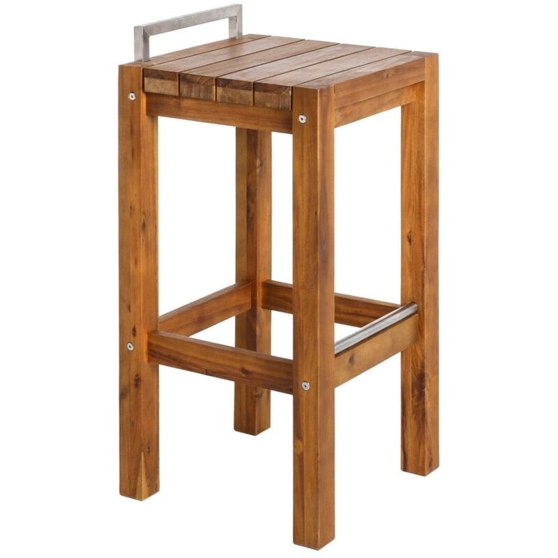 

Taburete de jardín Norah de bar de acacia marrón y acero inoxidable de 40x40x80
