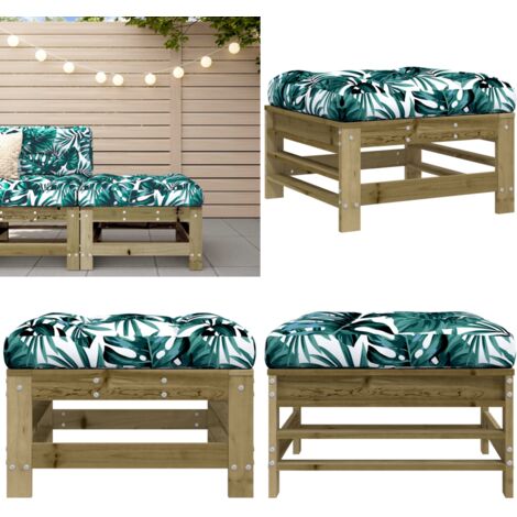 Taburete de jardín con cojín madera de pino impregnada - Cojín de asiento - Madera impregnada