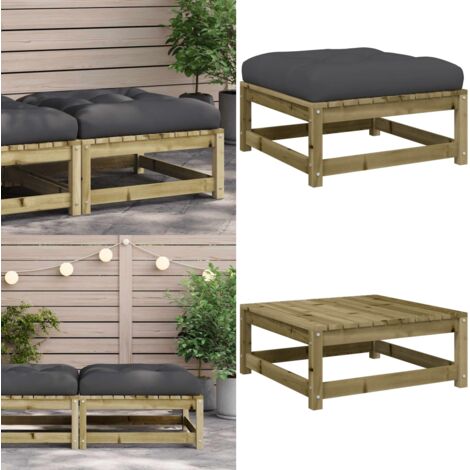 Taburete de jardín con cojín madera de pino impregnada - Cojín de madera - Madera impregnada