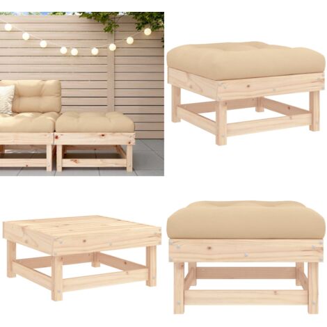 Taburete de jardín con cojín madera maciza de pino - Cojín de madera - Madera maciza
