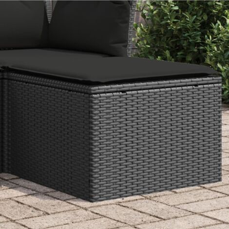 Taburete de jardín con cojín negro 55x55x37 cm ratán sintético vidaXL
