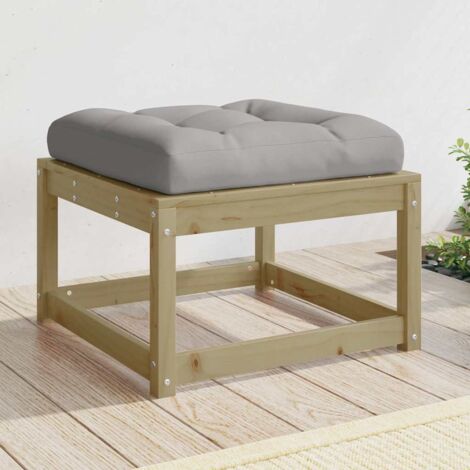 Taburete de jardín con cojines madera impregnada de pino