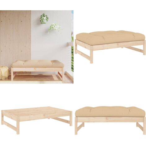 Taburete de jardín madera maciza de pino 120x80 cm - Madera maciza - Reposapiés de exterior
