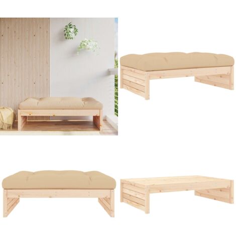 Taburete de jardín madera maciza de pino 120x80 cm - Madera maciza - Reposapiés de exterior