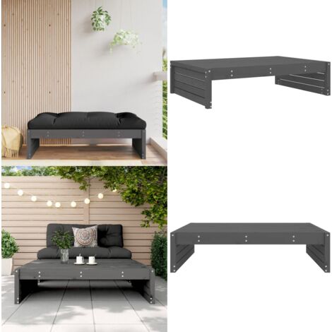 Taburete de jardín madera maciza de pino gris 120x80 cm - Madera maciza - Pino gris