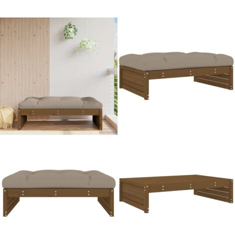 Taburete de jardín madera maciza de pino marrón miel 120x80 cm - Madera maciza - Cojín de asiento