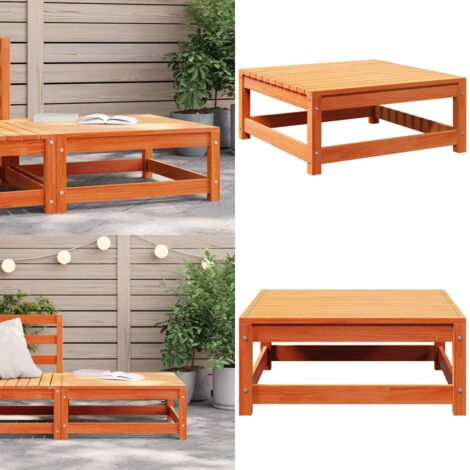 Taburete de jardín madera maciza pino marrón cera 70x70x30 cm - Madera maciza - Pino