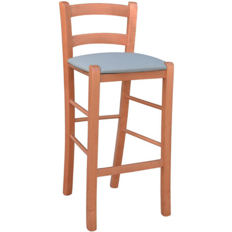 Taburete de Madera Cerezo H 67 Asiento Acolchada En Polipiel Tórtola