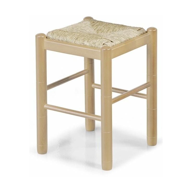 

Taburete de madera clásico natural Mónica | Tapizado: Anea natural - Anea natural