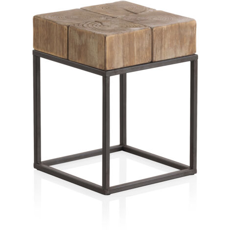 Taburete De Madera Con Patas De Metal