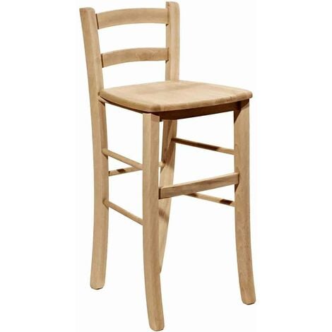 OKAFFAREFATTO Taburete de madera cruda con asiento y respaldo de madera maciza h 67cm