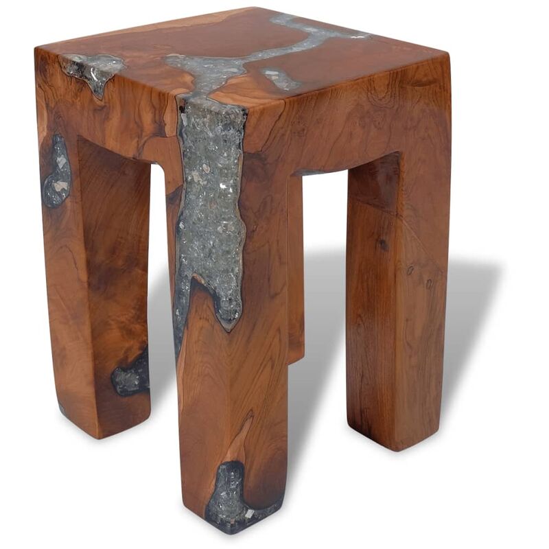 

Taburete de madera de teca maciza y resina