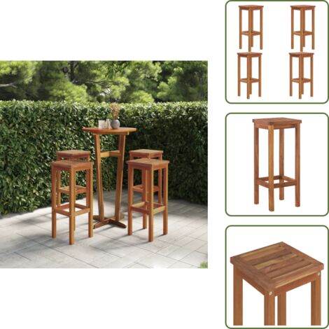 Taburete de madera - vidaXL Taburetes de barra de cocina 4 unidades madera maciza acacia - Taburete de acacia