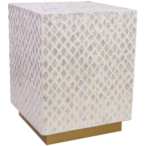 Taburete de madera y capiz beige 35x35x45h cm