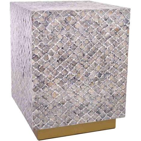 Taburete de madera y capiz gris 35x35x45h cm