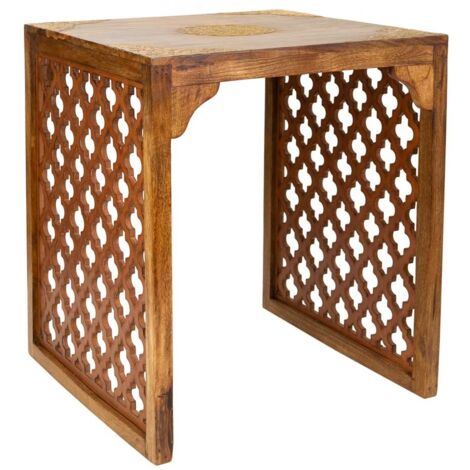 Taburete de madera y metal 45x45x53h cm