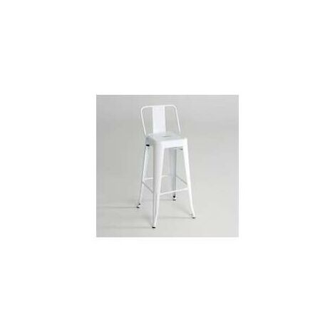 Taburete de metal con respaldo acabado blanco, 100 cm(alto)43 cm(ancho)43 cm(largo)